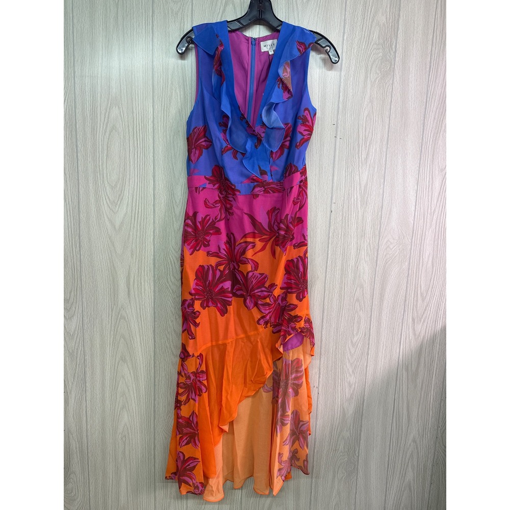 Milly Nanci Sunset Flower Ruffle Dress Size 8 New With Tags - Picture 2 of 5